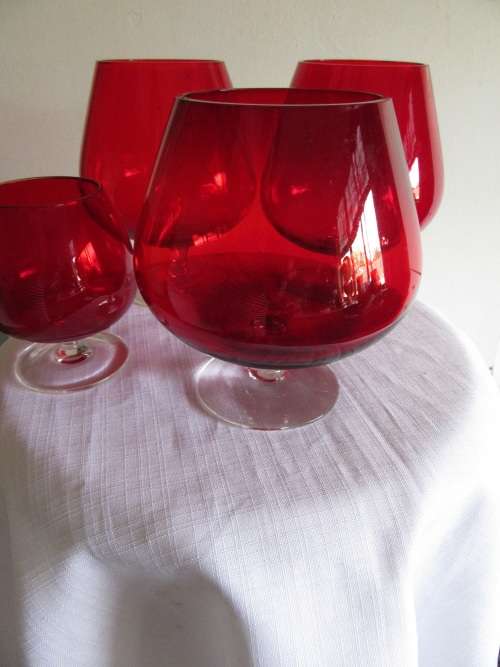 Ruby Red Assorted Brandy Snifter Vase/ Glasses