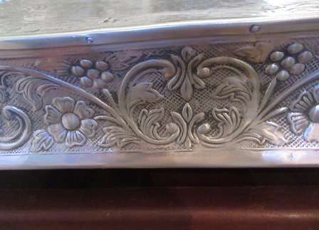 Gorgeous Large  White Metal Ornate  Cake Stand on Feet