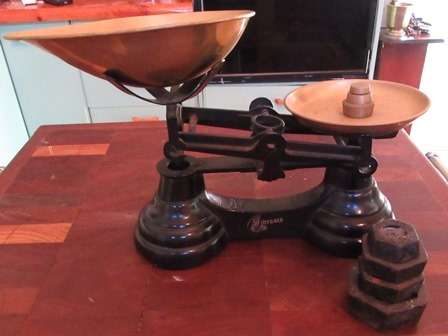 Vintage Ibrasco Brass Scale With Weights