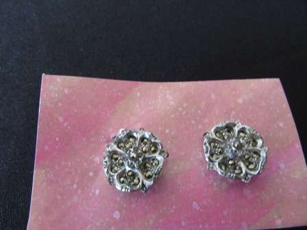 Vintage Marcasite & Silver Screw Earrings