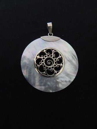 Mother of Pear & Silver Pendant