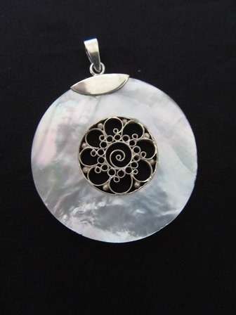 Mother of Pear & Silver Pendant