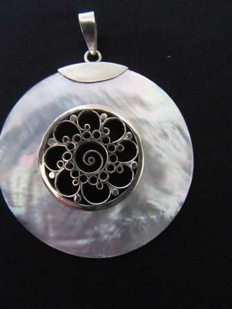 Mother of Pear & Silver Pendant