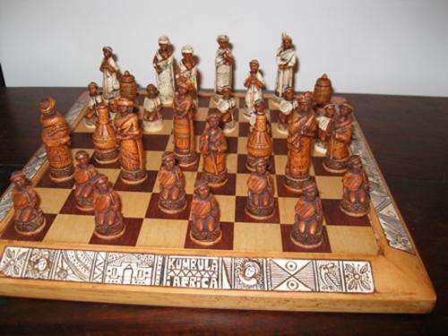 Tribal Chess Set with carved Zulu & Xhosa