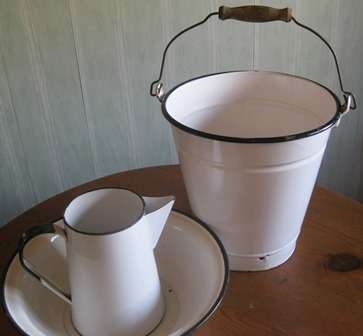 Collection of Enamelware in White and Blk