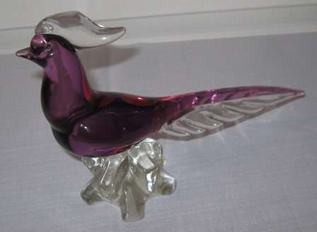 Vintage Murano Purple Peasant Bird