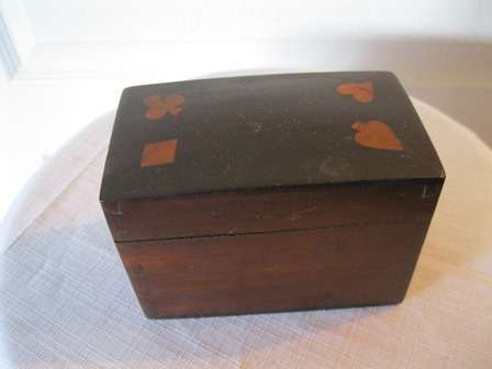 Vintage Wooden Box with Bridge Cards