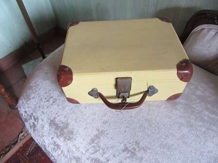 Vintage Childs Suitcase With Floral Lining Inside and Key