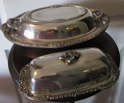 Oval Silverplate Vegetable Dish with matching Butter Dish