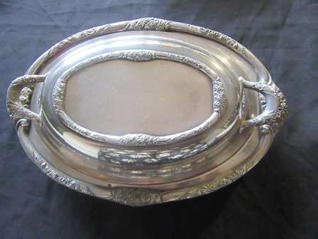 Oval Silverplate Vegetable Dish with matching Butter Dish
