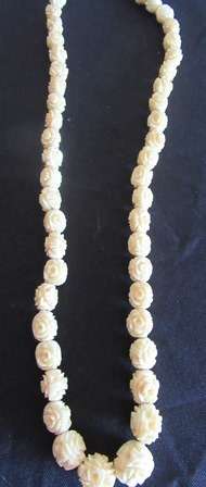 Graduated Bone Rose Necklace