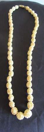Graduated Bone Rose Necklace
