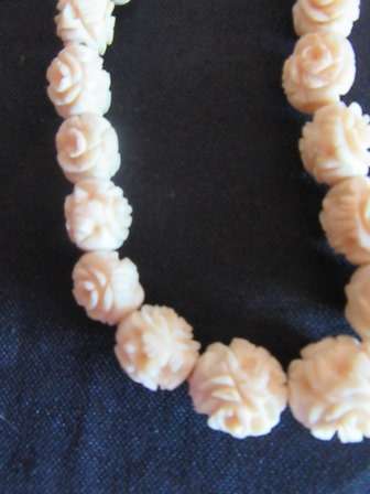 Graduated Bone Rose Necklace