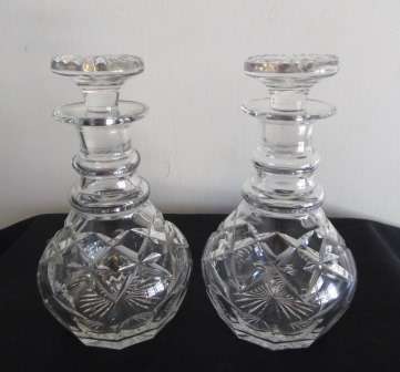 Pair of Regency Diamond Cutf Sherry Decanters