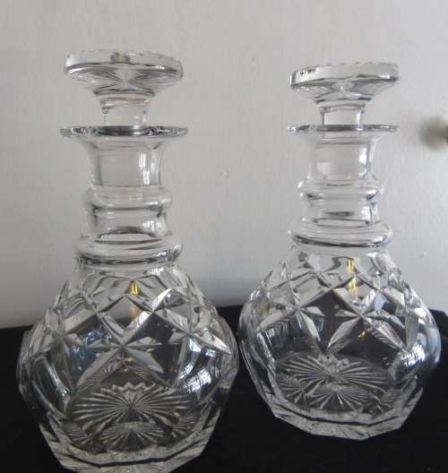 Pair of Regency Diamond Cutf Sherry Decanters