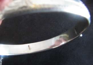 Sterling Silver Ladies  Hindged  Bracelet with Safety Chain