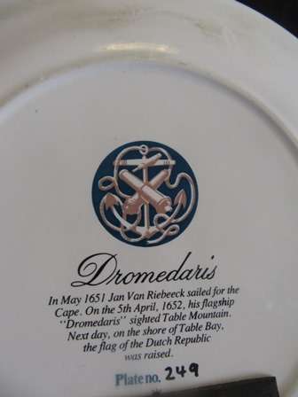 History Of SA Ships Rack Plates With Letter of Authenticity - Dromedaris