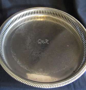 Round EPNS Gallery Tray Chased Design