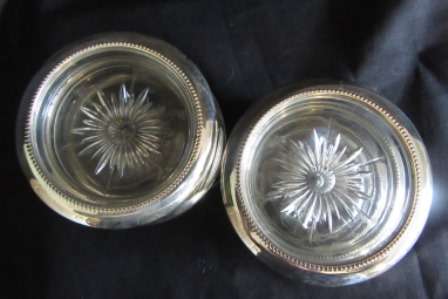 Set of 6 EPNS & Cut  Glass Coasters