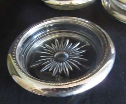 Set of 6 EPNS & Cut  Glass Coasters