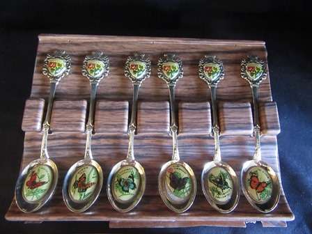 Set of Gold Plated Collectable Teaspoons of SA Butterflies
