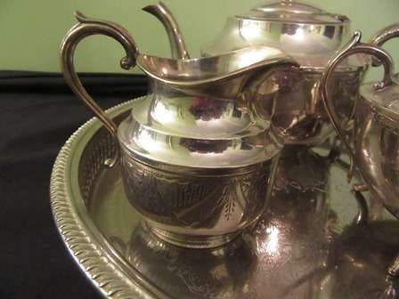 Silver Plated Teaset with Round Gallery Tray