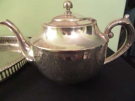 Silver Plated Teaset with Round Gallery Tray