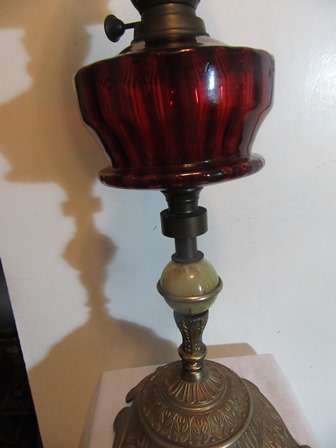 Victorian  Large Cranberry Oil Lamp