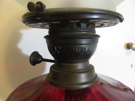 Victorian  Large Cranberry Oil Lamp
