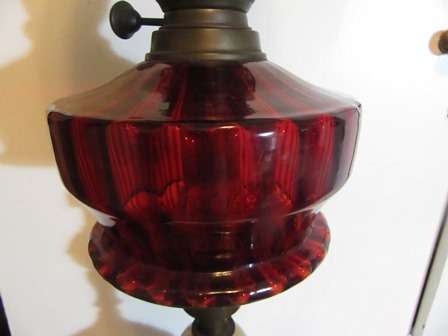 Victorian  Large Cranberry Oil Lamp