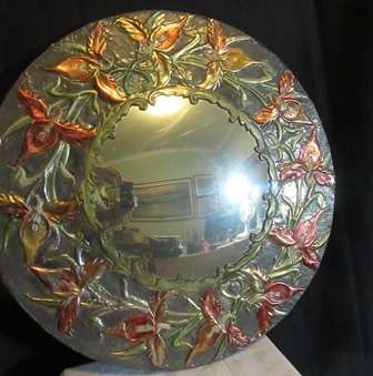 Round Decorative Pewter Convex Mirror
