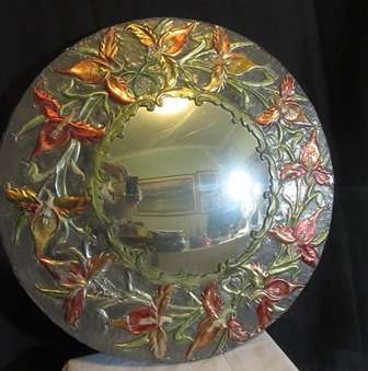 Round Decorative Pewter Convex Mirror