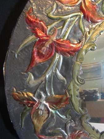 Round Decorative Pewter Convex Mirror