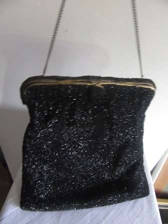 Vintage Beaded Black Handbag