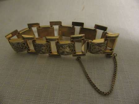 Vintage Gold Plated Bracelet with Safety Chain