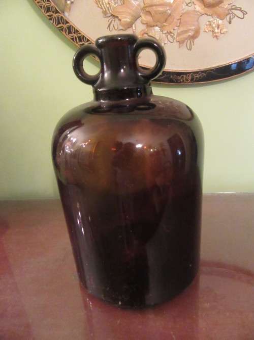 Vintage Amber  Demijohn Bottle with Handles