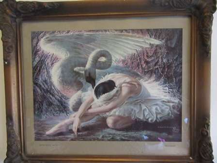 Framed Vintage Tretchikoff Print "Dying Swan" C1949 - 1951