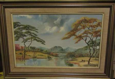 Painting By Rhodeasian Artist Sheila McRoberts of a Rhodesian Landscape 1979