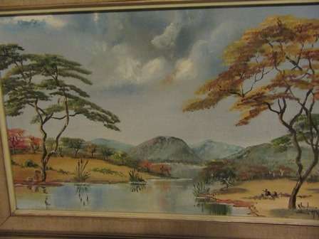 Painting By Rhodeasian Artist Sheila McRoberts of a Rhodesian Landscape 1979