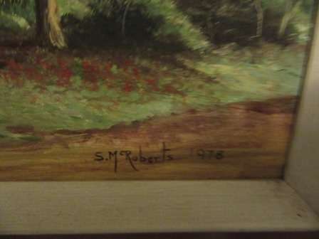 Painting By Rhodeasian Artist Sheila McRoberts of a Row of Flamboyant Trees 1978