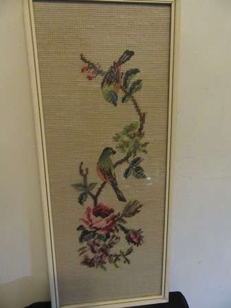 Framed Tapestry Panel of Roses & Birds