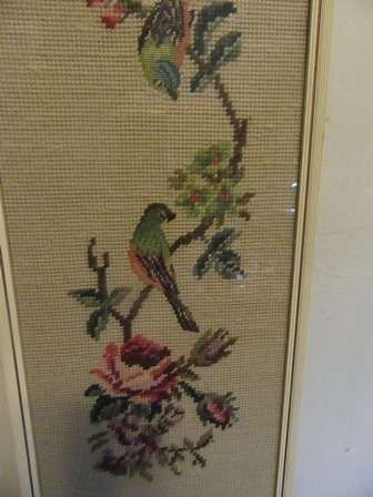 Framed Tapestry Panel of Roses & Birds
