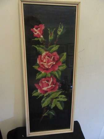 Framed Tapestry Panel of Roses