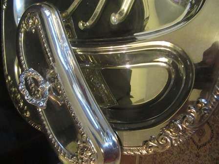 EMESS Silver Plate Meat Platter with 2x Vegetable Compartments with Lids