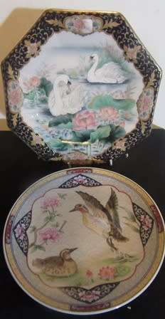 Pair of Imperial Imari Display Plates- Duck & Swan Design