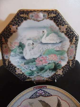 Pair of Imperial Imari Display Plates- Duck & Swan Design