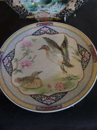 Pair of Imperial Imari Display Plates- Duck & Swan Design