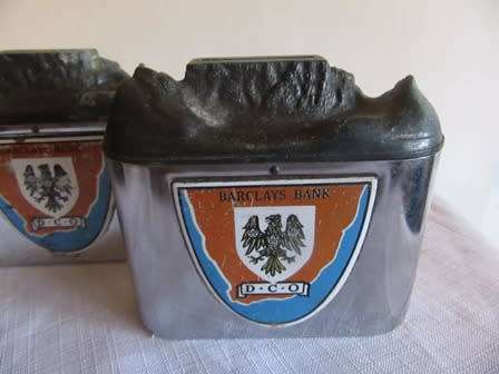 Vintage Pair of Barclays Bank Money Boxes Made by Fuchsware SA