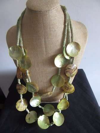 Vintage Multi Strand Shell Necklace - Green