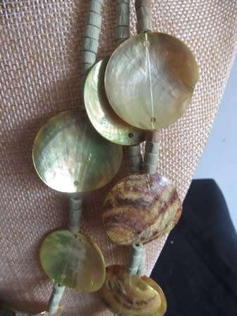 Vintage Multi Strand Shell Necklace - Green